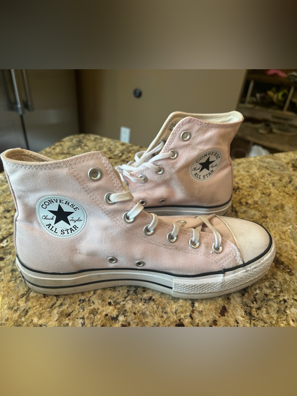 Converse High Top Sneakers in Pale Pink Canvas